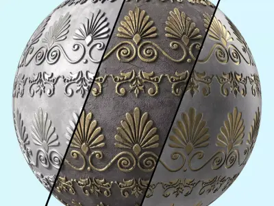 Plaster Materials 5- Ornament Plaster Pbr 4k seamless Sbsar Low-poly 3D model