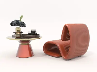 Modern Coffee Table and Armchair Set 57 3D model