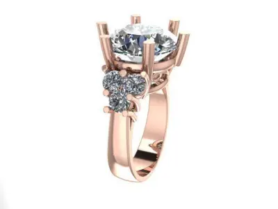 Vintage Antique Style Engagemet Ring Large Diamond 3D print model