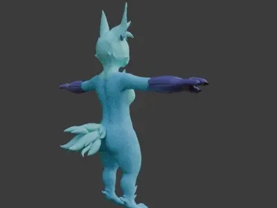 furry 3d model retopoed model rig Low-poly 3D model
