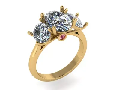 RING 3 Stone Design 3D print model