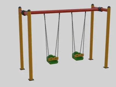 Playground Metal Double Swing - 01 3D model