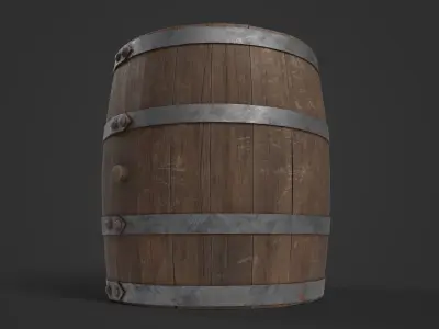 Wooden Barrel Free low-poly 3D model