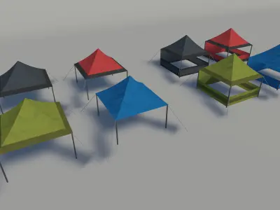 Lowpoly tents pack Low-poly 3D model
