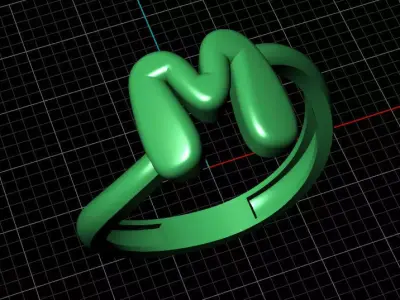 M alphabet bypass shell hallow ring 3D print model