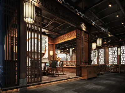 chinese restaurant interior scenes 3D model