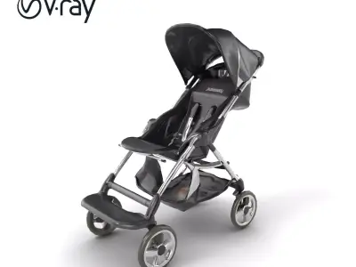 Umbrella Stroller with Ergonomic Footrest model pack Low-poly 3D model