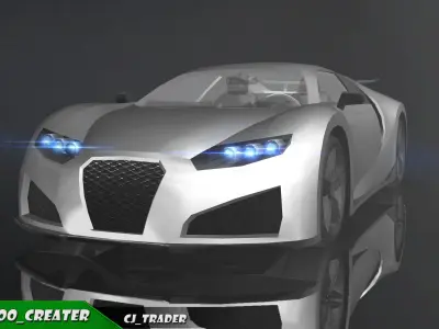 Lowpoly Bugatti Veyron Racing Car 3D Model Low-poly 3D model