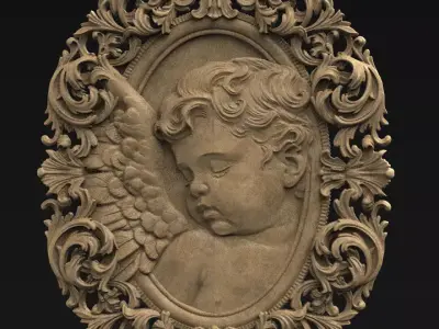 Cameo vintage angel 3D print model