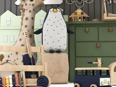 toys and furniture set Low-poly 3D model