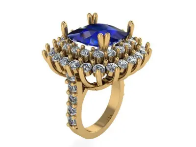 Cushion Cut Ring 4003 3D print model
