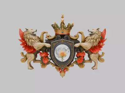 Ornate Heraldic Emblem Low-poly 3D model
