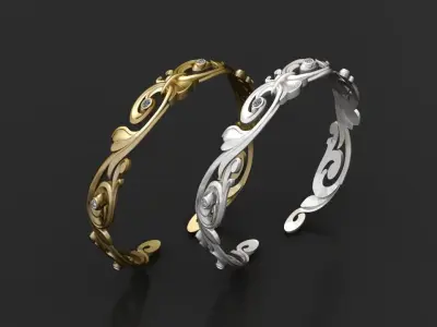 gold  diamond bangle  3D printable model   3D print model