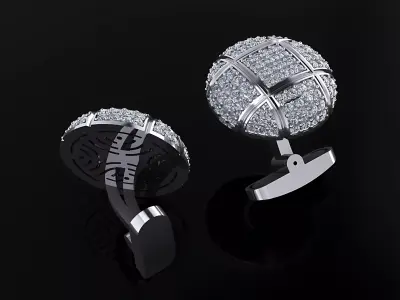 Cufflink with Diamonds 3D print model