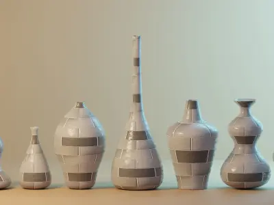 Seven Piece of Vase - Vase Collection Low-poly 3D model