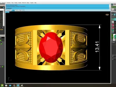 Luxury Men Ring with Oval Gemstone 3783 3D print model