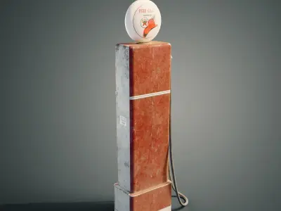 Old petrol pump Low-poly 3D model