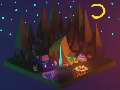 LowPoly-picnic-nature Free low-poly 3D model