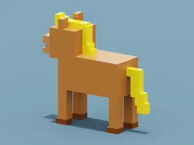 Voxel Horse Low-poly 3D model