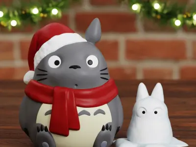 Totoro Xmas Chibi Ornament Decor 3 models 3D print model