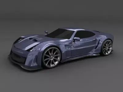Blue racing concept car 3D model