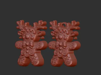 christmas deer horn cookie decor  3D print model