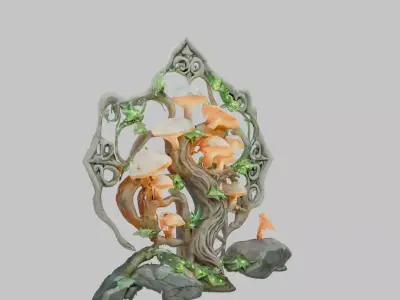 Fantasy Golden Emblem Low-poly 3D model