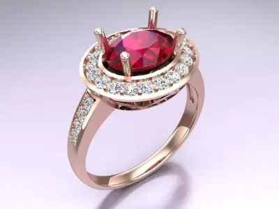 Oval stone ring - Womens  Rings -  N717455 3D print model