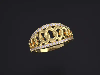 Cuban Chain Jewelry Ring 3D print model