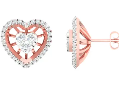 Women Heart Earrings 3dm STL OBJ FBX Renders Details 3D print model