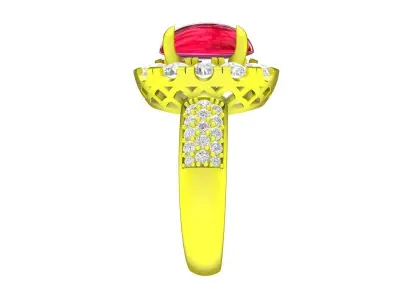 A7640 Oval Ruby Diamond Women Fashion Ring 3D Model 3D print model