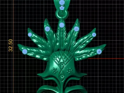 Gold Floral Feather Pendant  3D print model