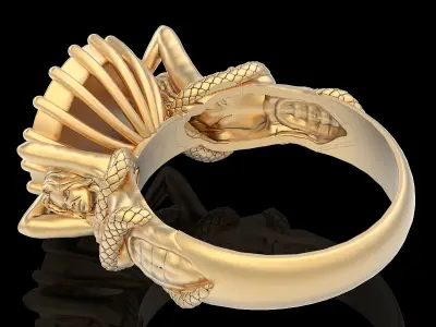 Girl snake horse ring silver gold printable jewelry 3D print model
