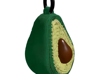 Crocheted Avocado Keychain Realistic 3D Model Low-poly 3D model