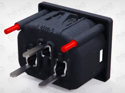 IEC Appliance Outlet F - 6600-5 - Light Pipes N and L side 3D model