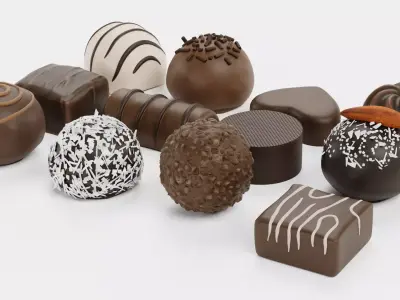 Chocolate Pralines Selection - Assorted Luxury Candy Collection 3D model