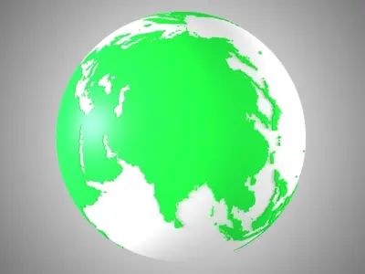 Solid Color Green White Globe 3D model