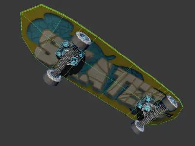 Skateboard - Highly Detailed - Low Poly Subdivs Low-poly 3D model