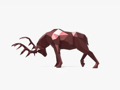 deer fight 3D print model