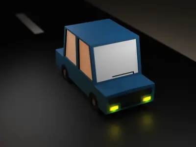 Cartoon Blue Low Poly Car Low-poly 3D model