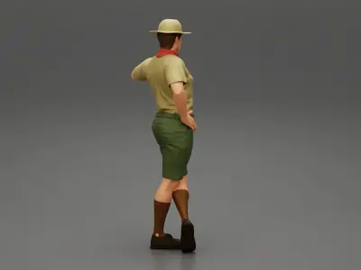 Boy scout standing at scout camp during their summer camp 3D print model