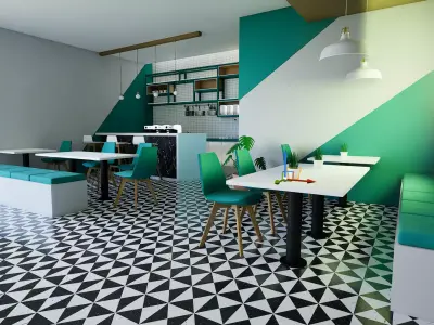 Restaurant Interior 3D Model Low-poly 3D model