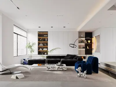 Modern living room dining room interior scenes  379 3D model
