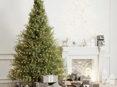 Christmas Tree and Decoration 04 Low-poly 3D model