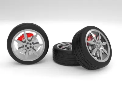 tires-tyres and disc brake 3D model