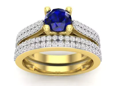 AV 693 Diamond Bridal Engagement Ring With Matching Band 3D print model