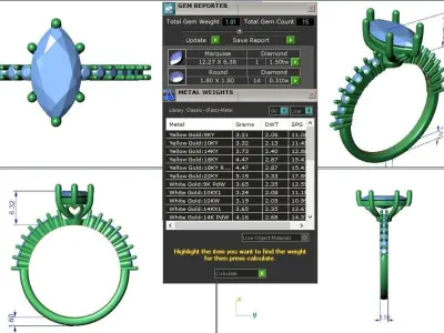 Engagement ring Alice marquise 3D print model