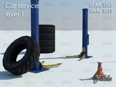 CAR SERVICE all 10 levels Low-poly 3D model