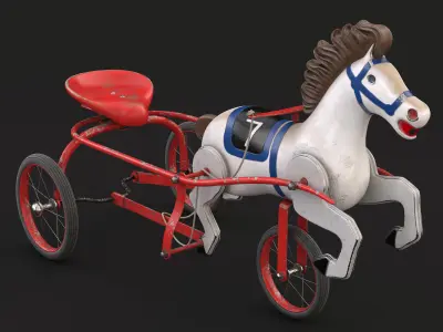 Vintage Soviet Horse Tricycle Pedal Car 3D model