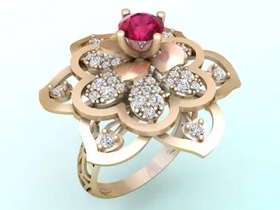  Mesh flower ring - Italian rings - Womens Rings - N6817 3D print model